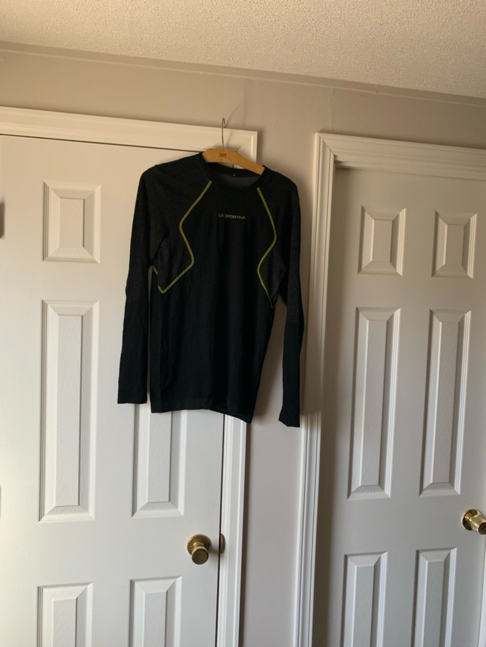 La Sportiva Black Crewneck Sweater with Chartreuse Accents